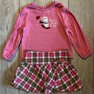 Gymboree 2T/3T Girls Snow Much Fun Set - Shirt and Skirt - Pink - Plaid- Winter